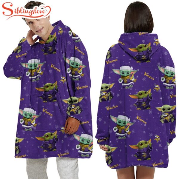 Minnesota Vikings Baby Yoda Huggle Blanket Hoodie