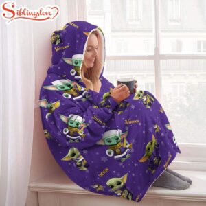 Minnesota Vikings Baby Yoda Huggle Blanket Hoodie