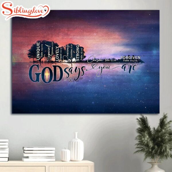 Modern City Star Night Bible Verses God Says You Are Canvas Wall Art