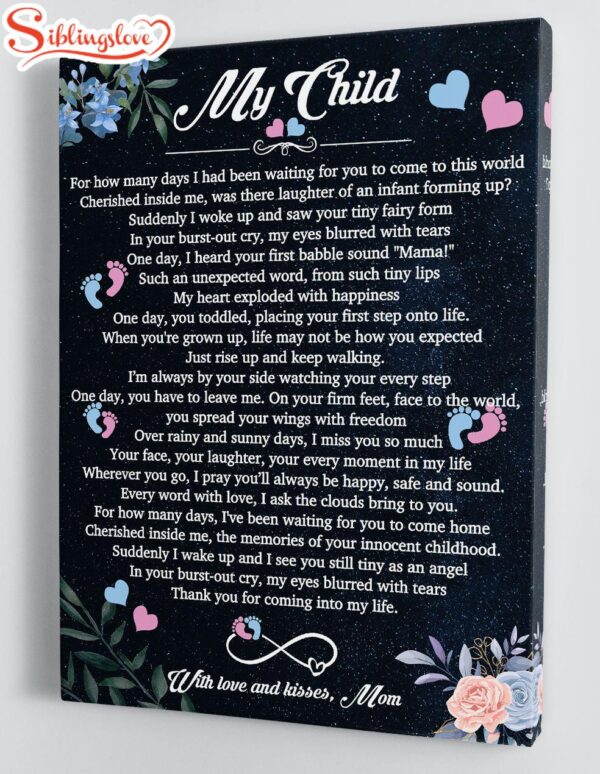 My Child Canvas Wall Art Gift For Daughter & Son From Mom Framed Canvas