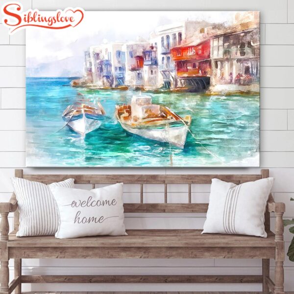 Mykonos Island Painting Greece Mykonos Canvas Wall Art