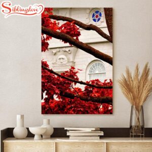 Nauvoo Temple Red Leaves Vertical…