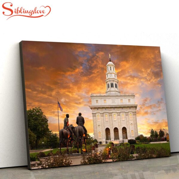 Nauvoo Temple Sunrise With Joseph And Hyrum Canvas Wall Art Jesus Christ Picture Canvas