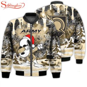 NCAA Army Black Knights Snoopy Football Merry Christmas Bomber Jacket For Fans