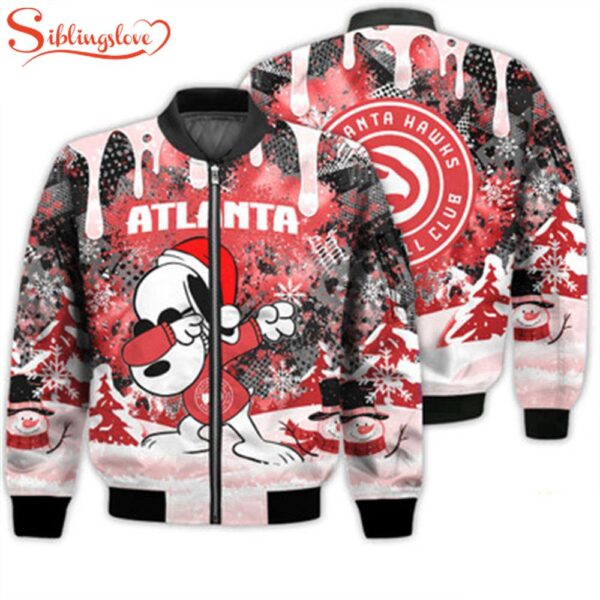 NCAA Atlanta Hawks Snoopy Football Merry Christmas Bomber Jacket For Fans