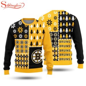 NCAA Boston Bruins Christmas Pine Trees Pattern 3D Sweater For Fans