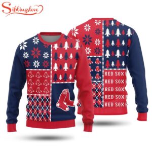 NCAA Boston Red Sox Christmas Trees Holiday Sport 3D Sweater