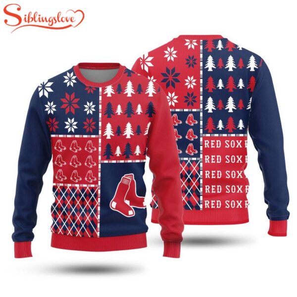 NCAA Boston Red Sox Christmas Trees Holiday Sport 3D Sweater