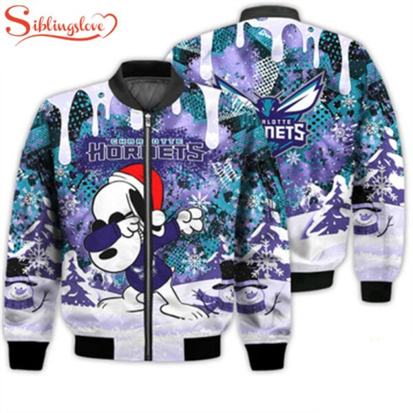 NCAA Charlotte Hornets Snoopy Football Merry Christmas Bomber Jacket For Fans