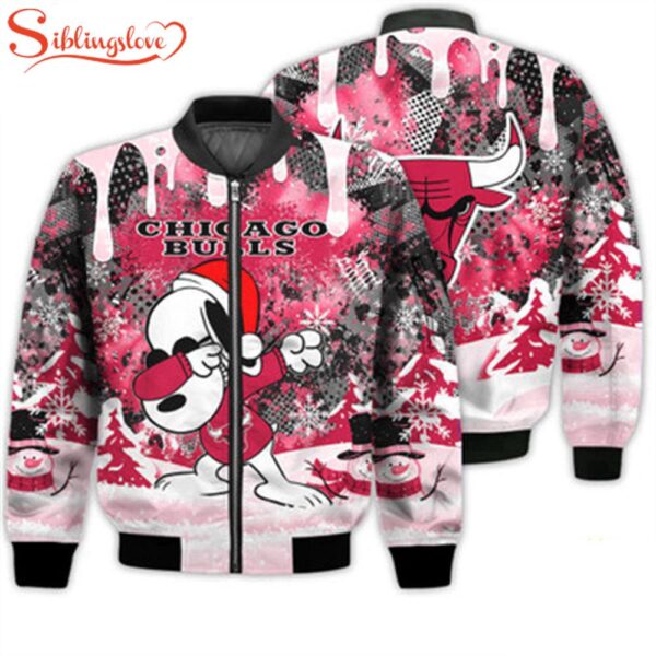 NCAA Chicago Bulls Snoopy Football Merry Christmas Bomber Jacket For Fans