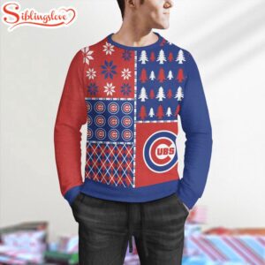 NCAA Chicago Cubs Christmas Pine Trees Pattern 3D Sweater For Fans