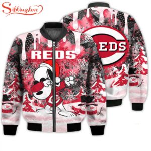 NCAA Cincinnati Reds Snoopy Football Merry Christmas Bomber Jacket For Fans