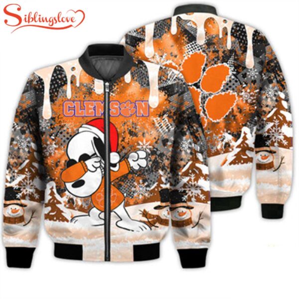 NCAA Clemson Tigers Snoopy Football Merry Christmas Bomber Jacket For Fans