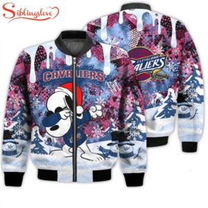 NCAA Cleveland Cavaliers Snoopy Football Merry Christmas Bomber Jacket For Fans