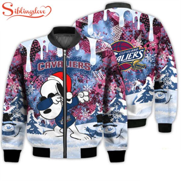 NCAA Cleveland Cavaliers Snoopy Football Merry Christmas Bomber Jacket For Fans