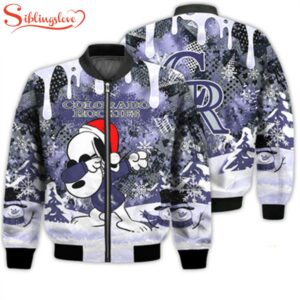 NCAA Colorado Rockies Snoopy Football Merry Christmas Bomber Jacket For Fans