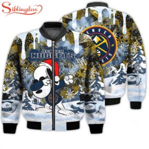 NCAA Denver Nuggets Snoopy Football Merry Christmas Bomber Jacket For Fans