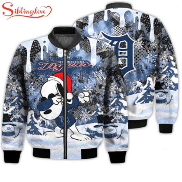 NCAA Detroit Tigers Snoopy Football Merry Christmas Bomber Jacket For Fans