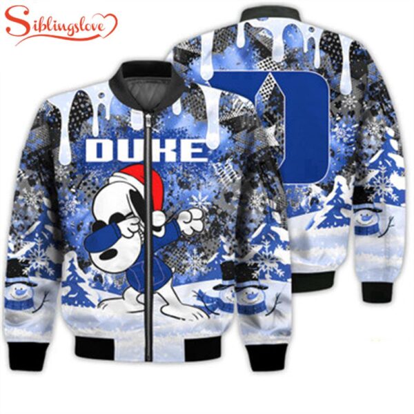 NCAA Duke Blue Devils Snoopy Football Merry Christmas Bomber Jacket For Fans