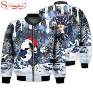 NCAA Houston Astros Snoopy Football Merry Christmas Bomber Jacket For Fans