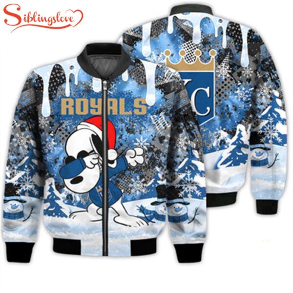 NCAA Kansas City Royals Snoopy Football Merry Christmas Bomber Jacket For Fans