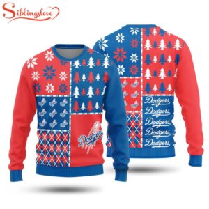 NCAA Los Angeles Dodgers Christmas Pine Trees Pattern 3D Sweater For Fans