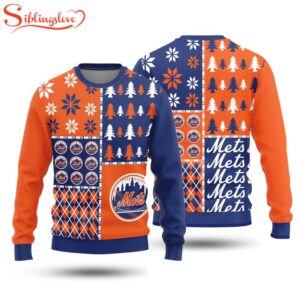 NCAA New York Mets Christmas Pine Trees Pattern 3D Sweater For Fans