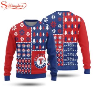 NCAA Texas Rangers Christmas Pine Trees Pattern 3D Sweater For Fans