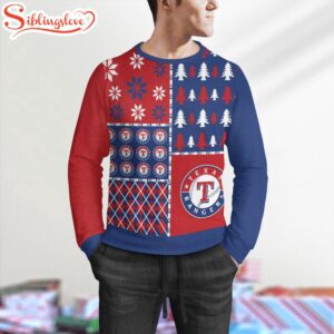 NCAA Texas Rangers Christmas Pine Trees Pattern 3D Sweater For Fans