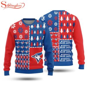 NCAA Toronto Blue Jays Christmas Pine Trees Pattern 3D Sweater For Fans