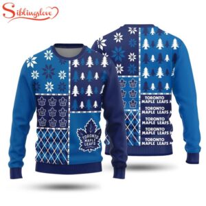 NCAA Toronto Maple Leafs Christmas Pine Trees Pattern 3D Sweater For Fans