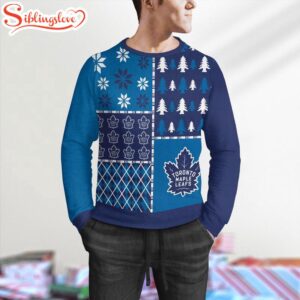 NCAA Toronto Maple Leafs Christmas Pine Trees Pattern 3D Sweater For Fans