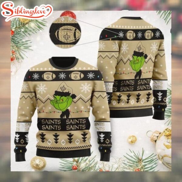 New Orleans Saints American NFL Grinch Merry Christmas Sweater