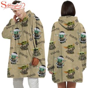 New Orleans Saints Baby Yoda Huggle Blanket Hoodie