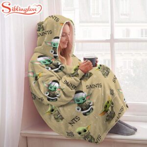 New Orleans Saints Baby Yoda Huggle Blanket Hoodie