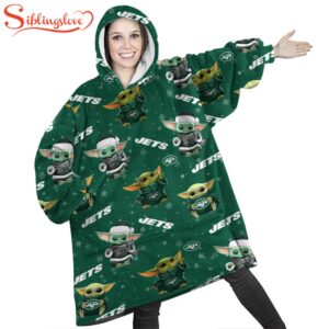 New York Jets Baby Yoda Huggle Blanket Hoodie