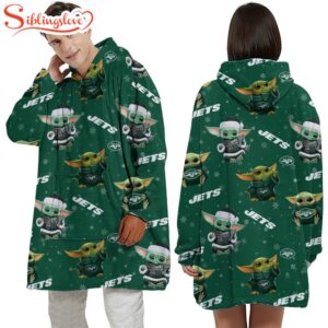 New York Jets Baby Yoda Huggle Blanket Hoodie