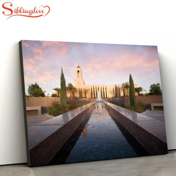 Newport Beach Temple Reflections Canvas Wall Art Jesus Christ Picture Canvas Christian Wall Art