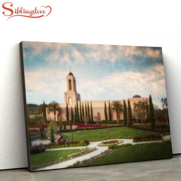 Newport Beach Temple Vintage Blue Sky Canvas Wall Art Jesus Christ Picture Canvas