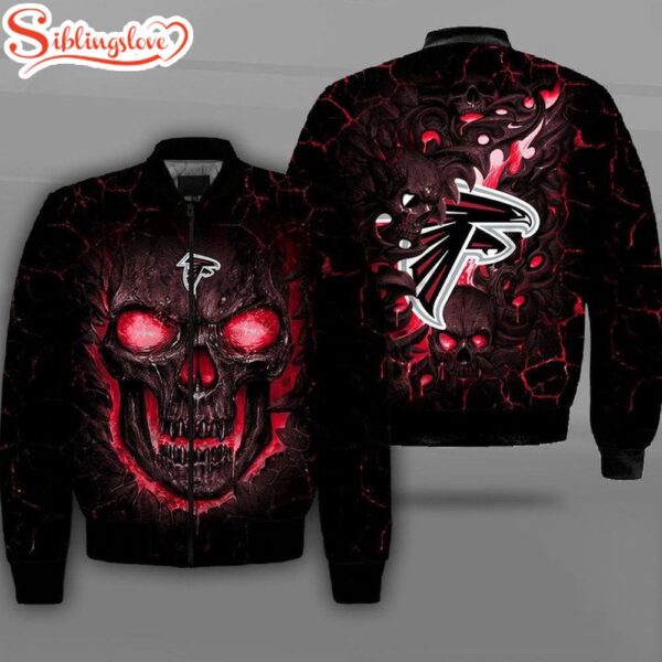 NFL Atlanta Falcons Lava Skull All Over Print Bomber Jacket