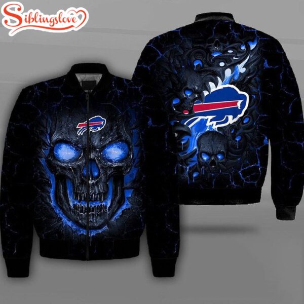 NFL Buffalo Bills Lava Skull All Over Print Bomber Jacket