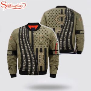 NFL Chicago Bears Veteran Camo Bomber Jacket Gift For Fans