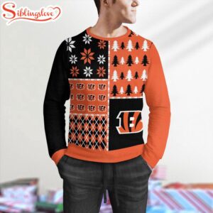 NFL Cincinnati Bengals Christmas Pine Trees Pattern 3D Sweater For Fans