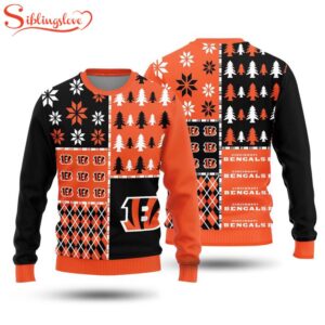 NFL Cincinnati Bengals Christmas Pine Trees Pattern 3D Sweater For Fans