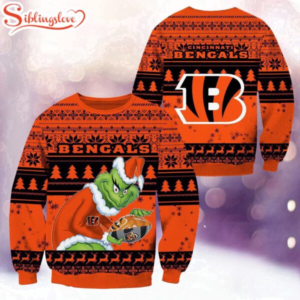 NFL Cincinnati Bengals Football Grinch Christmas Ugly Sweater