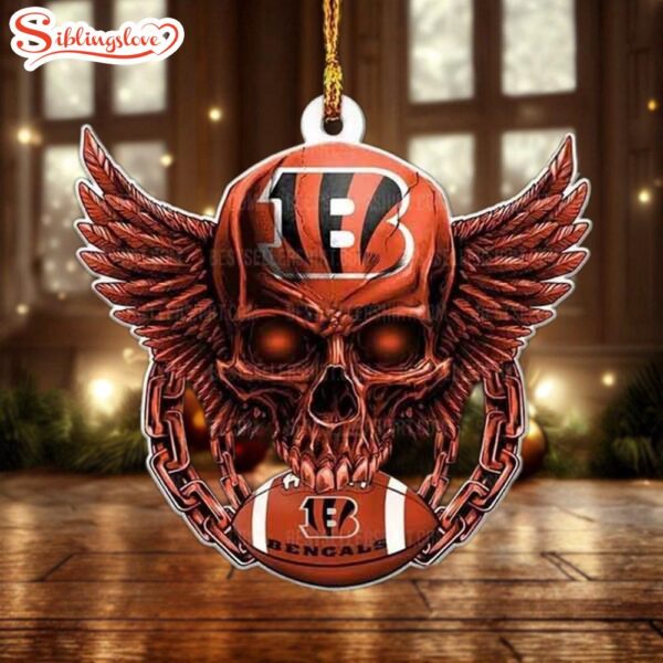 NFL Cincinnati Bengals Football Skull Christmas Ornament Hanging Decor