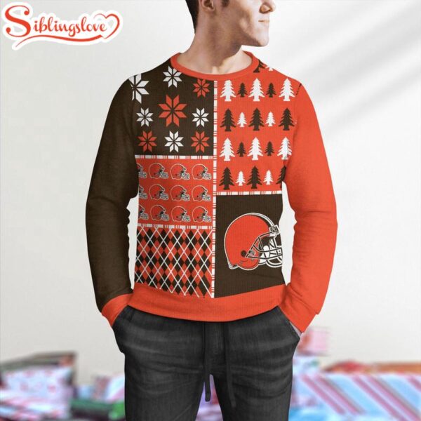 NFL Cleveland Browns Christmas Pine Trees All Over Print Sweater