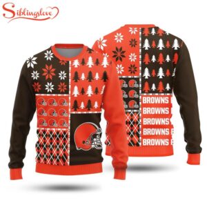 NFL Cleveland Browns Christmas Pine Trees Pattern 3D Sweater For Fans