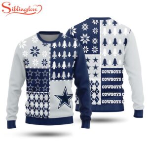 NFL Dallas Cowboys Christmas Pine Trees Pattern 3D Sweater For Fans