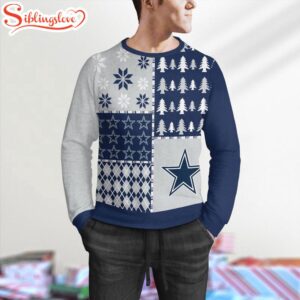 NFL Dallas Cowboys Christmas Pine Trees Pattern 3D Sweater For Fans